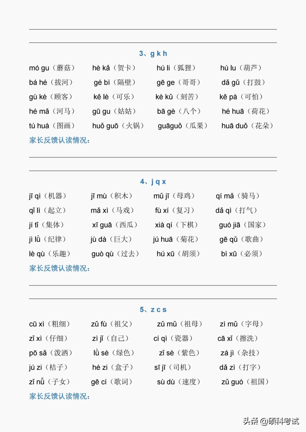 一年级拼音拼读：声母、韵母、整体认读音节、声调及练习，收藏好