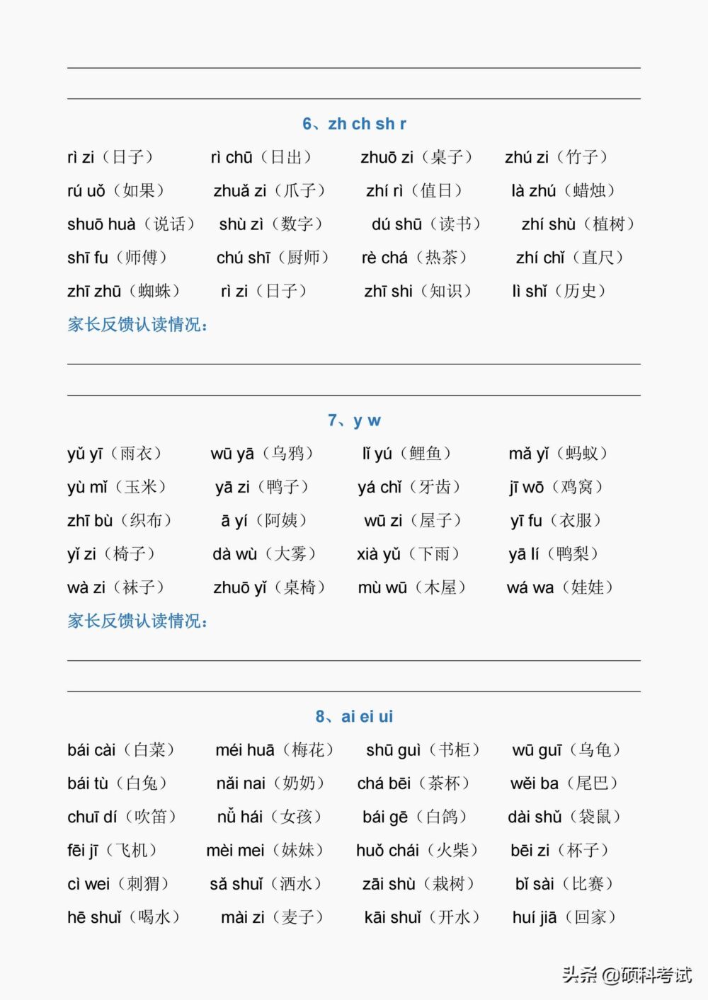 一年级拼音拼读：声母、韵母、整体认读音节、声调及练习，收藏好