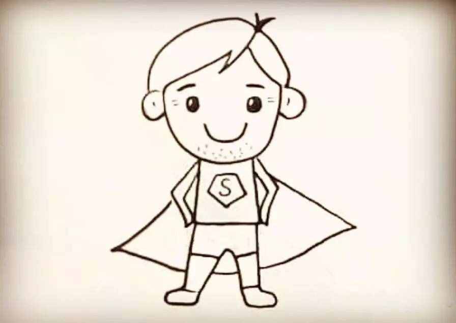 儿童简笔画：每一位父亲，都是孩子心目中的超级英雄（附教程）