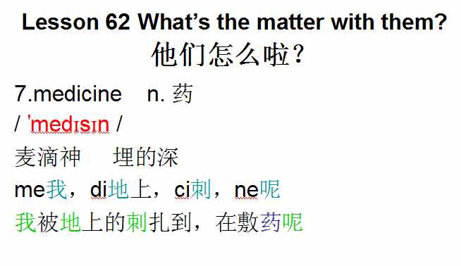 新概念英语第一册，音标课件自学整理Lesson 62 What’s the matter