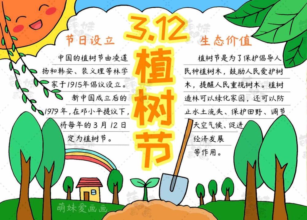 含内容的小学生植树节手抄报，简单又漂亮，老师布置的作业不用愁