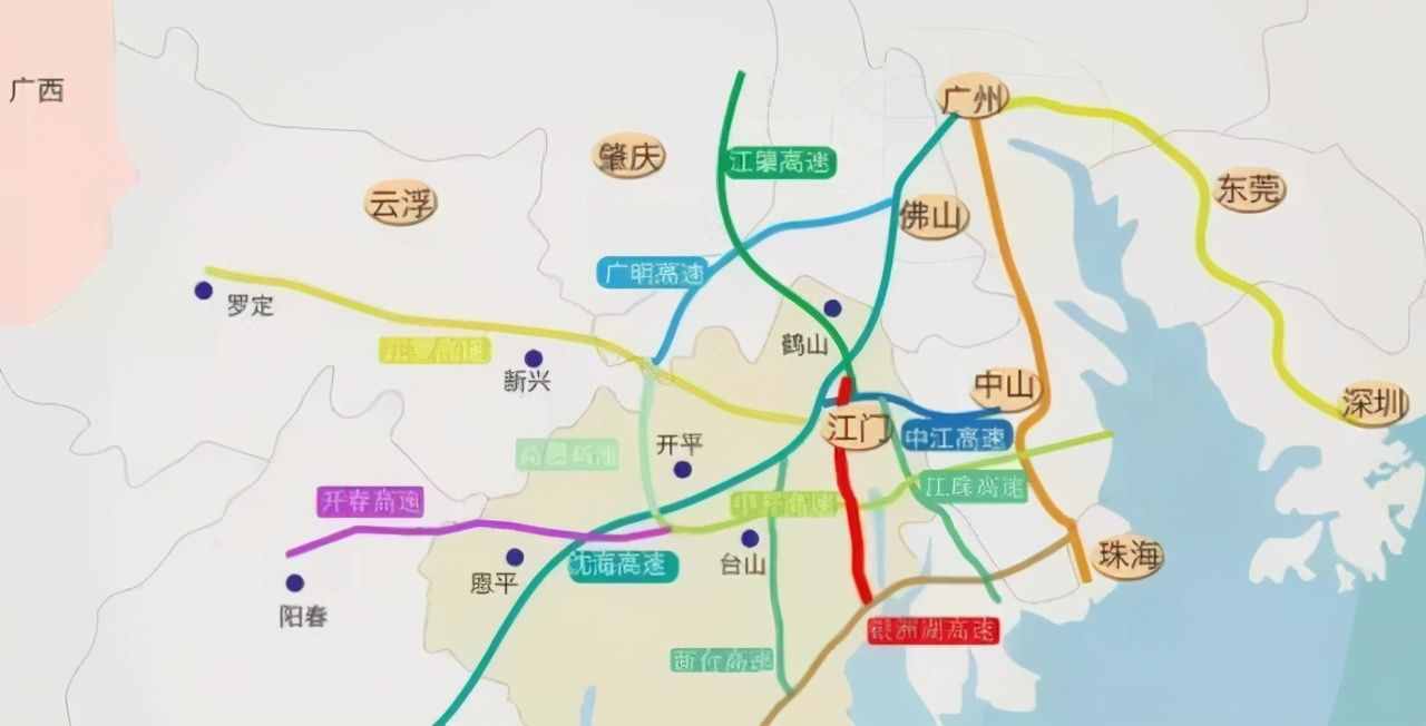 广东在建一条重要高速公路，长约52.7公里，全线建于江门市境内