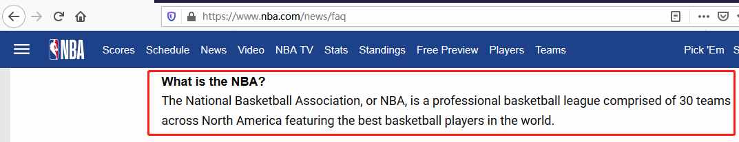 第一个单词，NBA是什么意思？