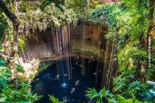 墨西哥尤卡坦基尔加丹的天然泳池 宛如仙境