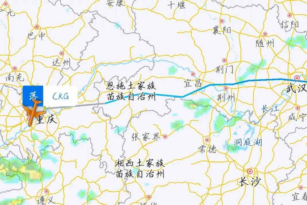 一文读懂由上海虹桥飞往重庆江北航线，1537公里2小时19分
