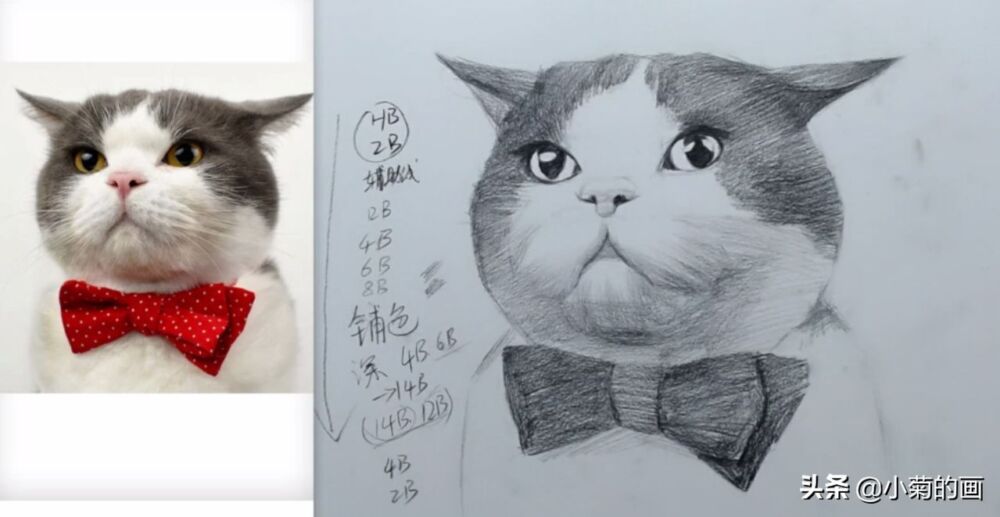 素描教程：3分钟教你如何用辅助线，轻松画出好看的小猫咪