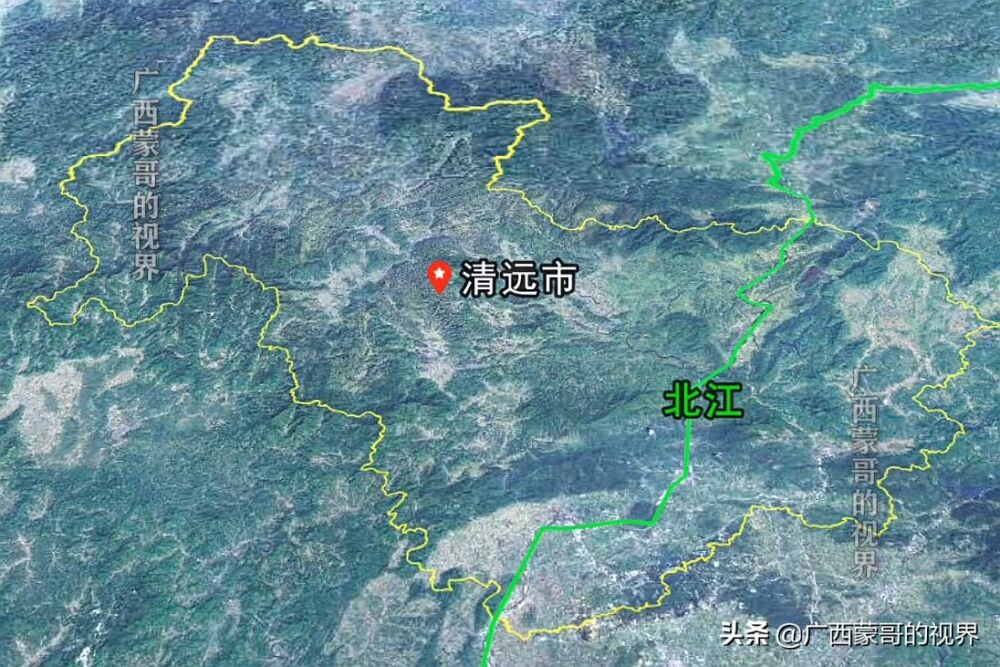 卫星图看：广东清远市，广东陆地面积最大的地级市，走地鸡很出名