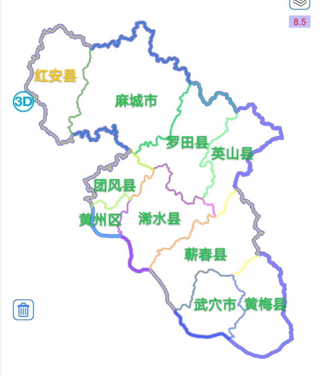 湖北黄冈市1区2市7县，建成区面积排名，最大城区因戏曲闻名全国