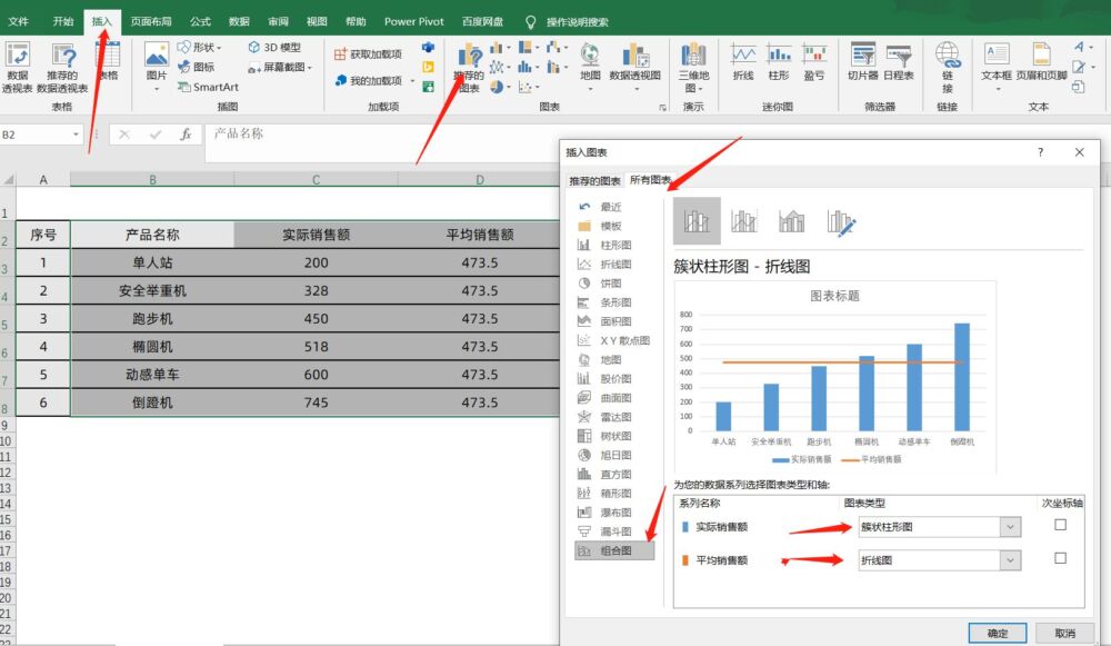 利用Excel中的AVERAGE函数制作带平均线的柱形图